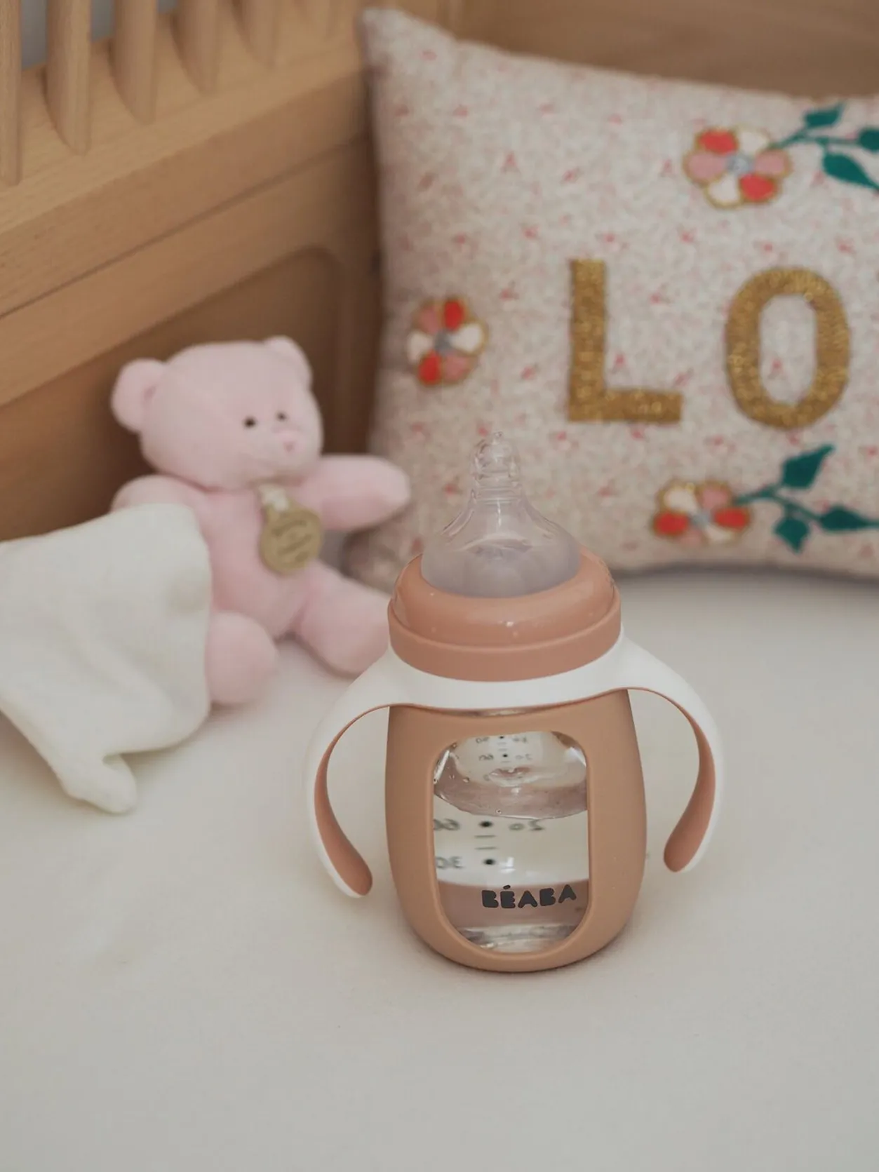 BÉABA Couverts, Vaisselle Et Bavoirs*Biberon Verre D'Apprentissage 210 Ml Old Pink