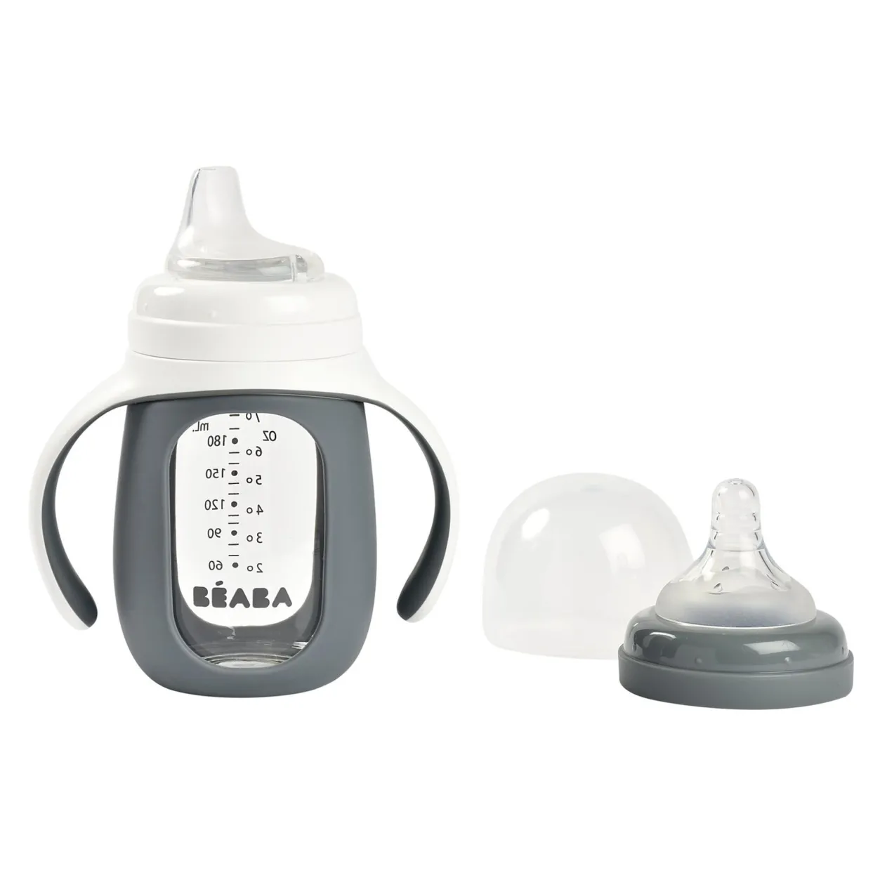 BÉABA Couverts, Vaisselle Et Bavoirs*Biberon Verre D'Apprentissage 210 Ml Mineral Grey