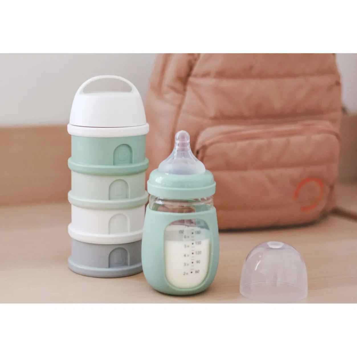 BÉABA Sorties De Bébé*Boite Doseuse 4 Compartiments Cotton / Sage Green