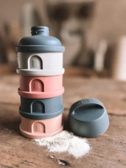 BÉABA Doseurs De Lait*Boite Doseuse 4 Compartiments Mineral Grey /Pink