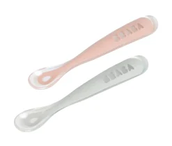 BÉABA Couverts, Vaisselle Et Bavoirs*Lot 2 Cuilleres 1Er Age Silicone + Boite De Transport Grey/P