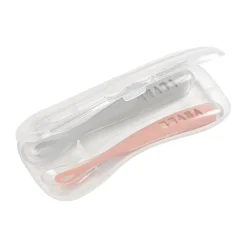 BÉABA Couverts, Vaisselle Et Bavoirs*Lot 2 Cuilleres 1Er Age Silicone + Boite De Transport Grey/P