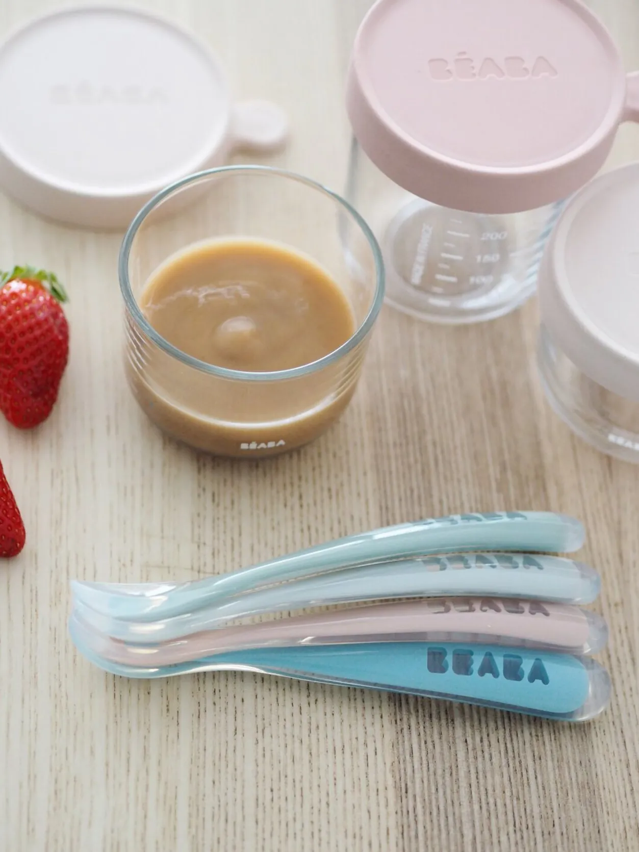 BÉABA Couverts, Vaisselle Et Bavoirs*Lot 4 Cuilleres 1Er Age Silicone Eucaplyptus