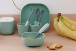 BÉABA Couverts, Vaisselle Et Bavoirs*Lot De 4 Cuilleres 1Er Age Silicone Bi-Ton Mineral