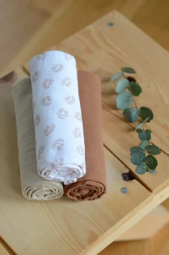 BÉABA Accessoires De Toilette*Lot De 3 Langes En Coton Hedgehog