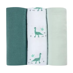 BÉABA Accessoires De Toilette*Lot De 3 Langes En Coton Jurassic