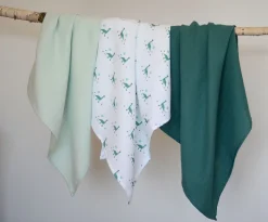 BÉABA Accessoires De Toilette*Lot De 3 Langes En Coton Jurassic