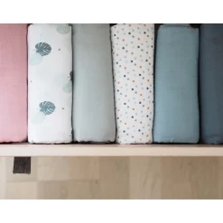 BÉABA Emmaillotage*Lot De 2 Langes Xxl En Coton Baltic Blue/Points