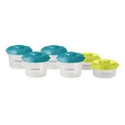 BÉABA Pots De Conservation*Lot De 6 Portions Clip 1Er Age 60 Et 120 Ml Neon