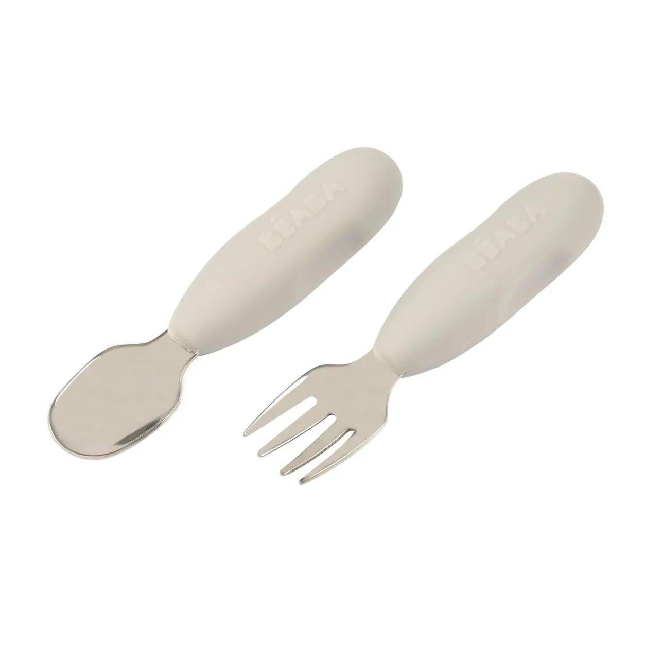 BÉABA Couverts, Vaisselle Et Bavoirs*Lot De 2 Pre-Couverts Inox Velvet Grey