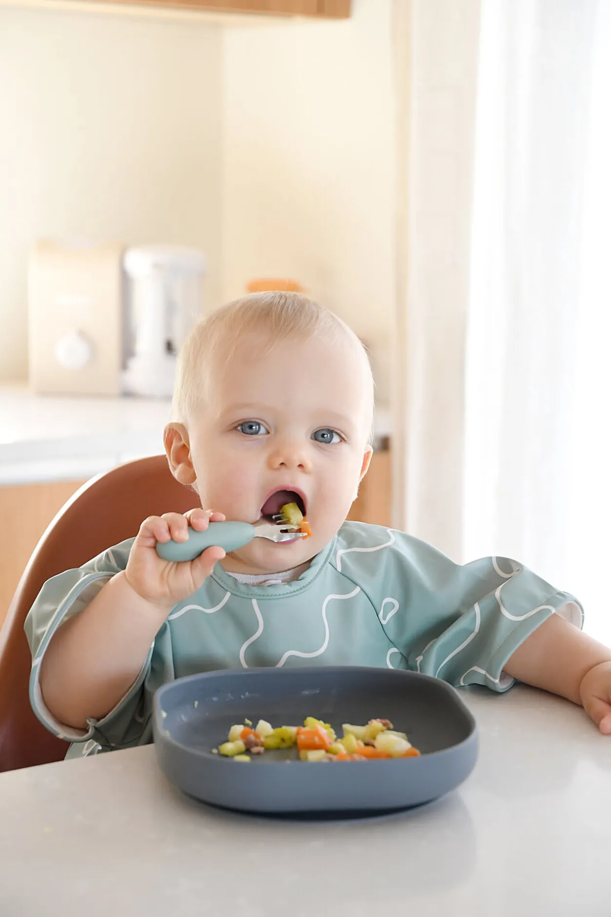 BÉABA Couverts, Vaisselle Et Bavoirs*Lot De 2 Pre-Couverts Inox Sage Green