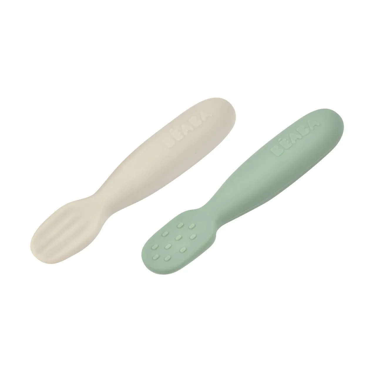 BÉABA Couverts, Vaisselle Et Bavoirs*Lot De 2 Pre-Cuillere Silicone Sage Green / Velvet Grey