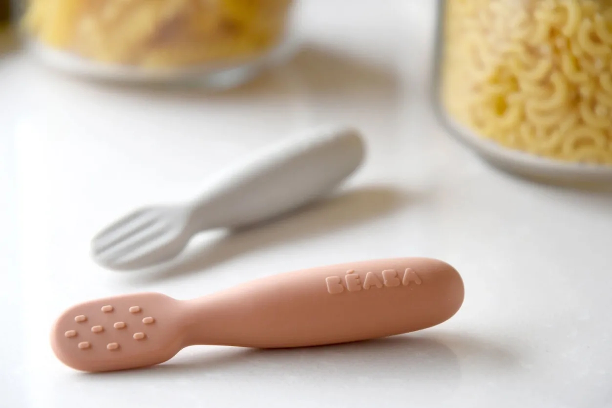 BÉABA Couverts, Vaisselle Et Bavoirs*Lot De 2 Pre-Cuillere Silicone Terracotta / Velvet Grey