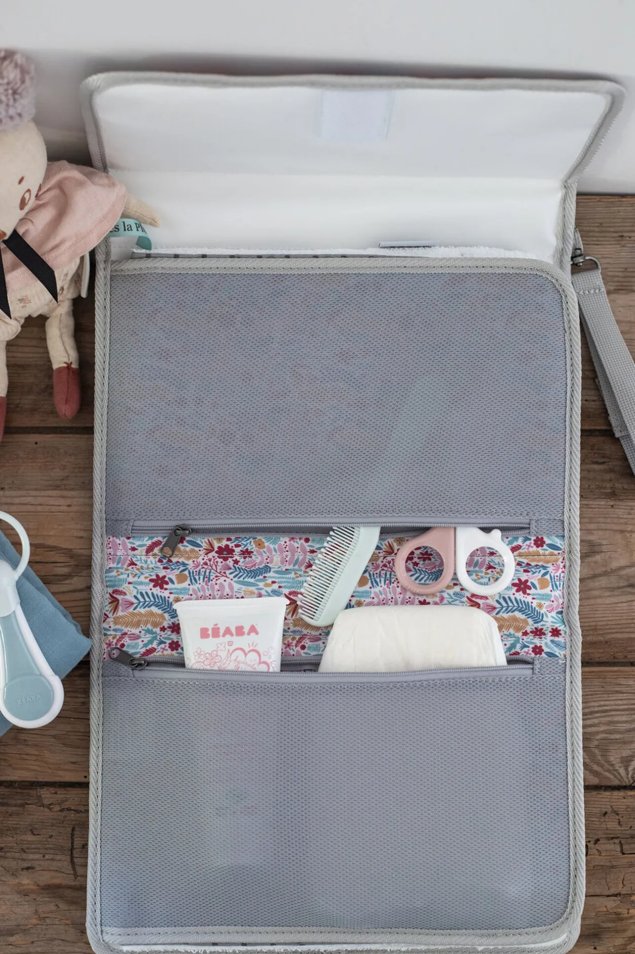 BÉABA Accessoires De Toilette*Pochette A Langer Geneve Mirage Grey/Floral