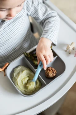 BÉABA Couverts, Vaisselle Et Bavoirs*Set Repas Silicone Avec Ventouse Grey